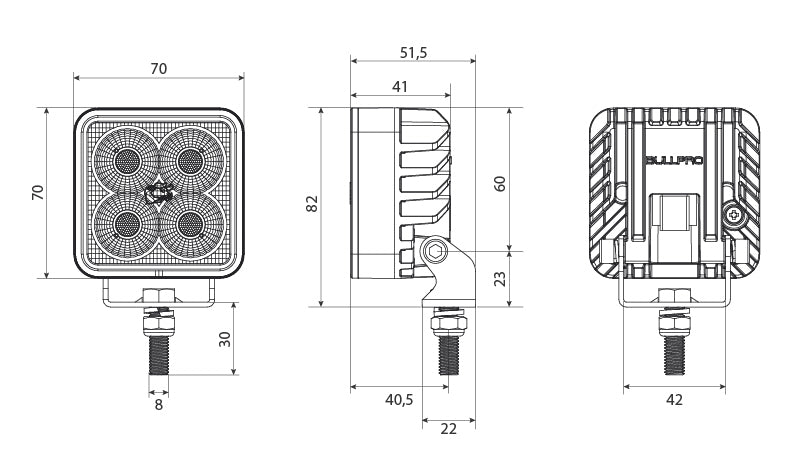 Arbeidslys Bullpro 24W, firkantet