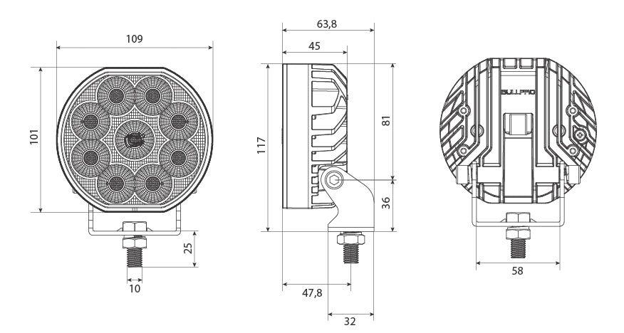 Arbeidslys Bullpro 54W, rund