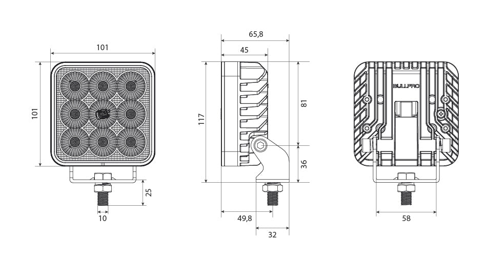 Arbeidslys Bullpro 54W, firkantet