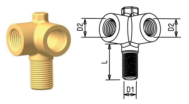 Forgrening 3-veier D1=M16x1,50-D2=M16x1,50 L=21mm