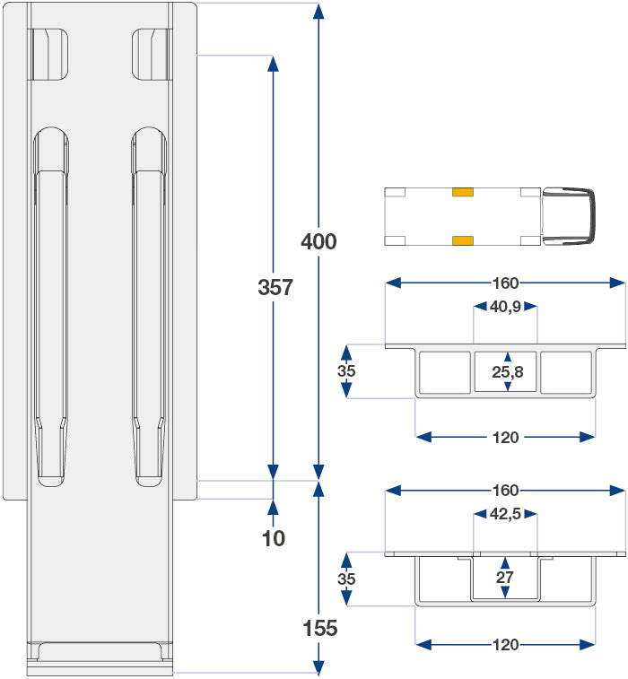 40Cm Kinnegrip K20 Sidestolpe, Stål