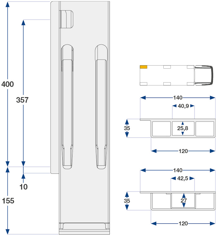 Kinnegrip / 40cm / K20 / Venstre / Bak / Stål