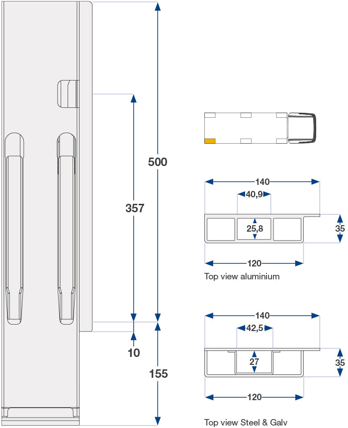 50Cm Kinnegrip K20 H Bak Be, Stål