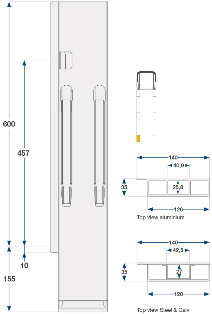 60Cm Kinnegrip V bak BBE, galvanisert