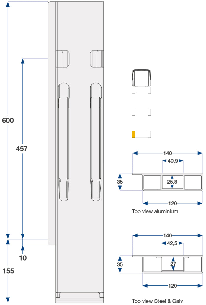 Kinnegrip / 60cm / K20 / Venstre / Bak / Aluminium