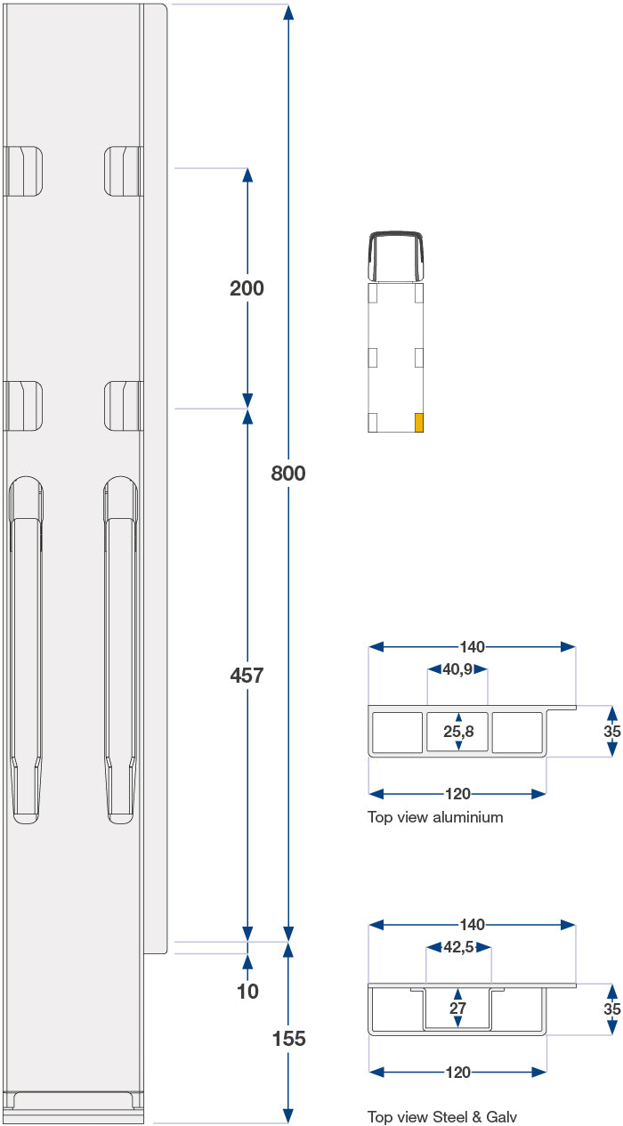 Kinnegrip / 80cm / K20 / Høyre / Bak / Aluminium