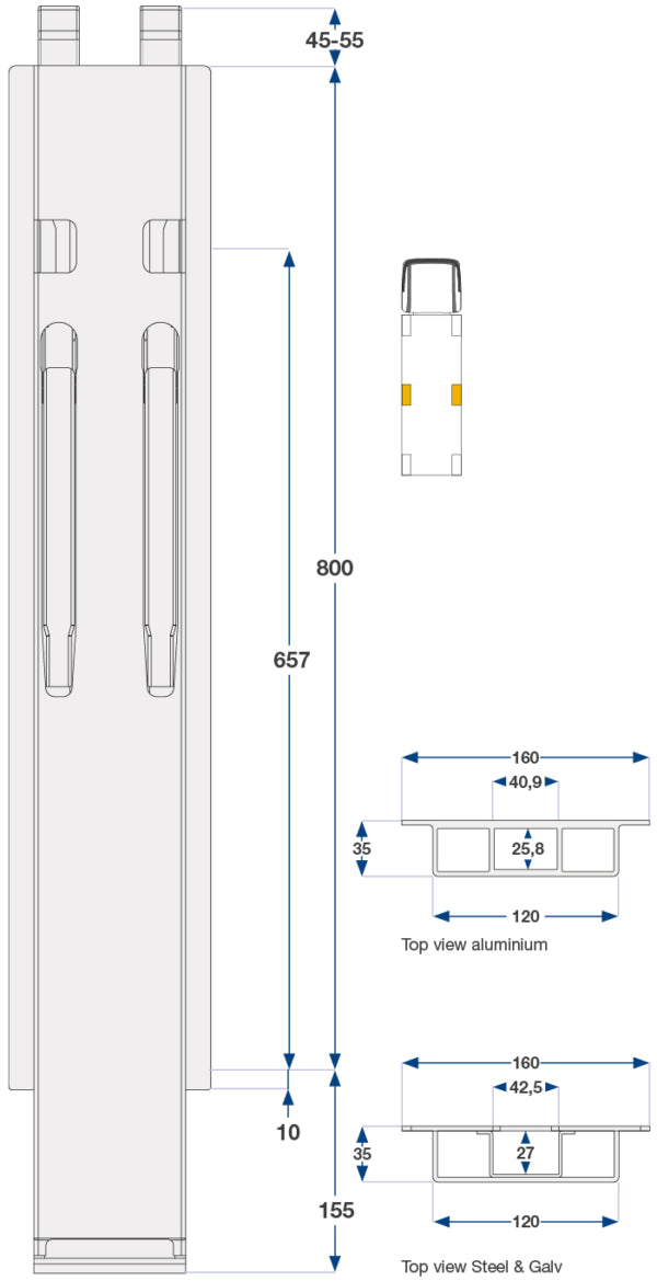 80Cm Kinnegrip K20 Sidestolpe
