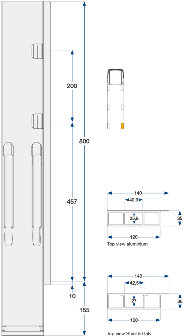 80Cm Kinnegrip K20 H Bak Be, Alu. 2-Port