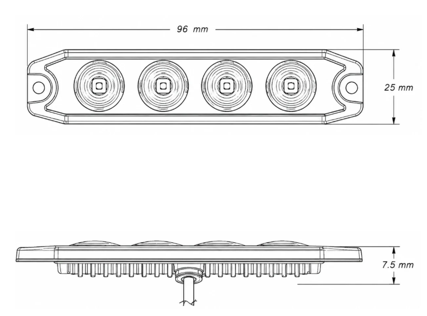 NQP Strobe 4 LED Slim, gul, sotet