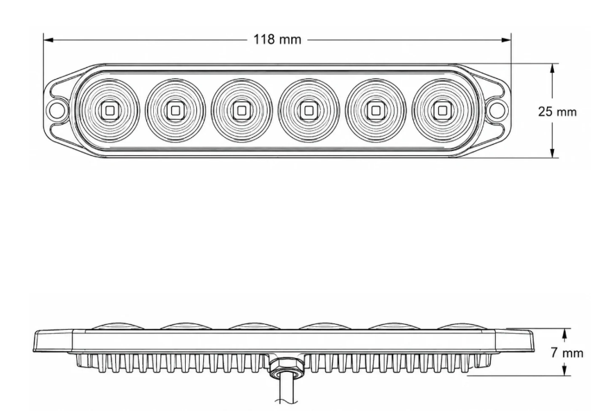 NQP Strobe 6 LED Slim, gul, sotet