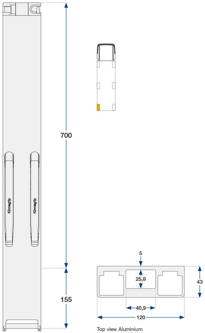 K30 Bakstolpe venstre 700mm