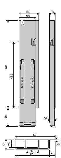 Kinnegrip / 60cm / K4 / Høyre / Bak / Stål