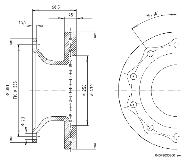 Bremseskive 22,5", 430mm x 45mm, 10-bolt