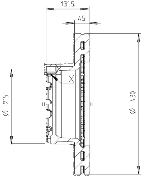 Bremseskive 22,5", 430mm x 45mm, 10-bolt