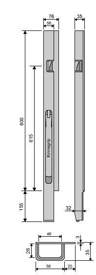 Kinnegrip / 80cm / K4 / Venstre / Foran / Stål