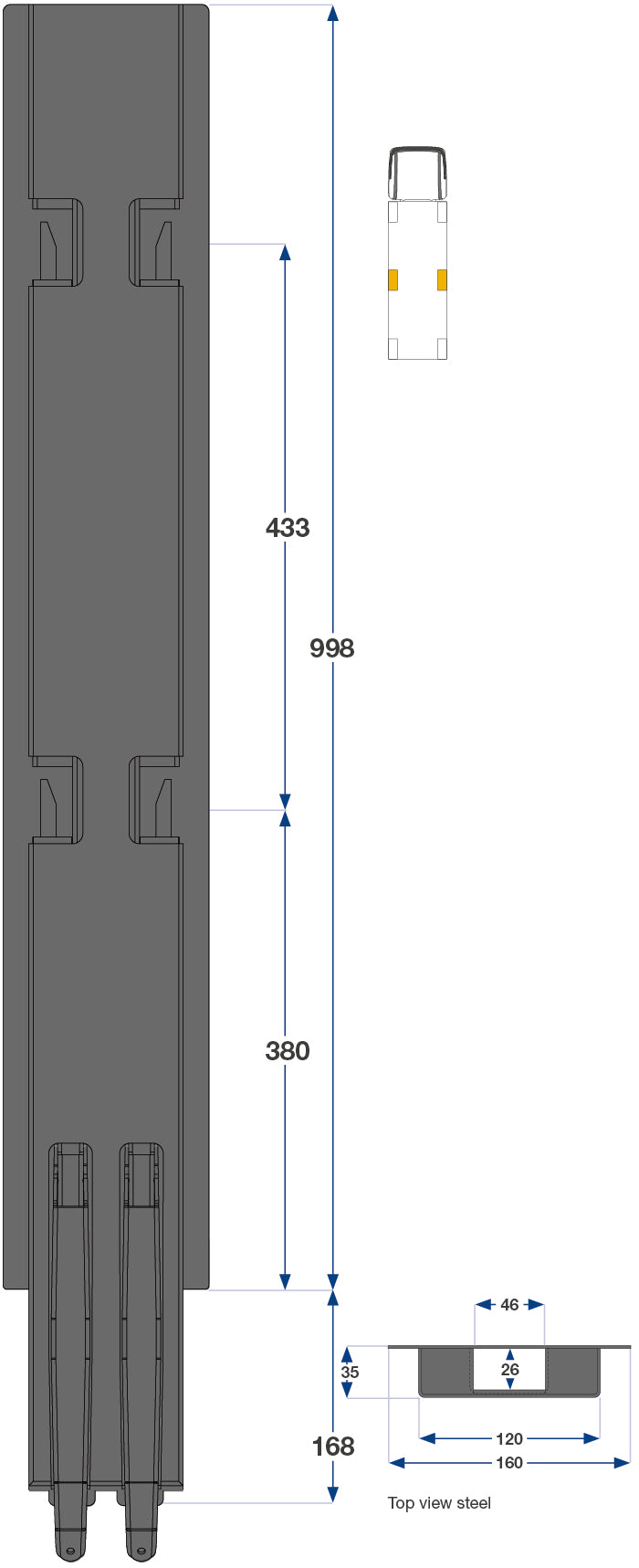 Kinnegrip / 100cm / K5 / Side / Stål