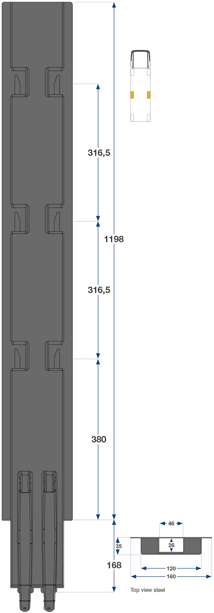 Kinnegrip / 120cm / K5 / Side / Stål