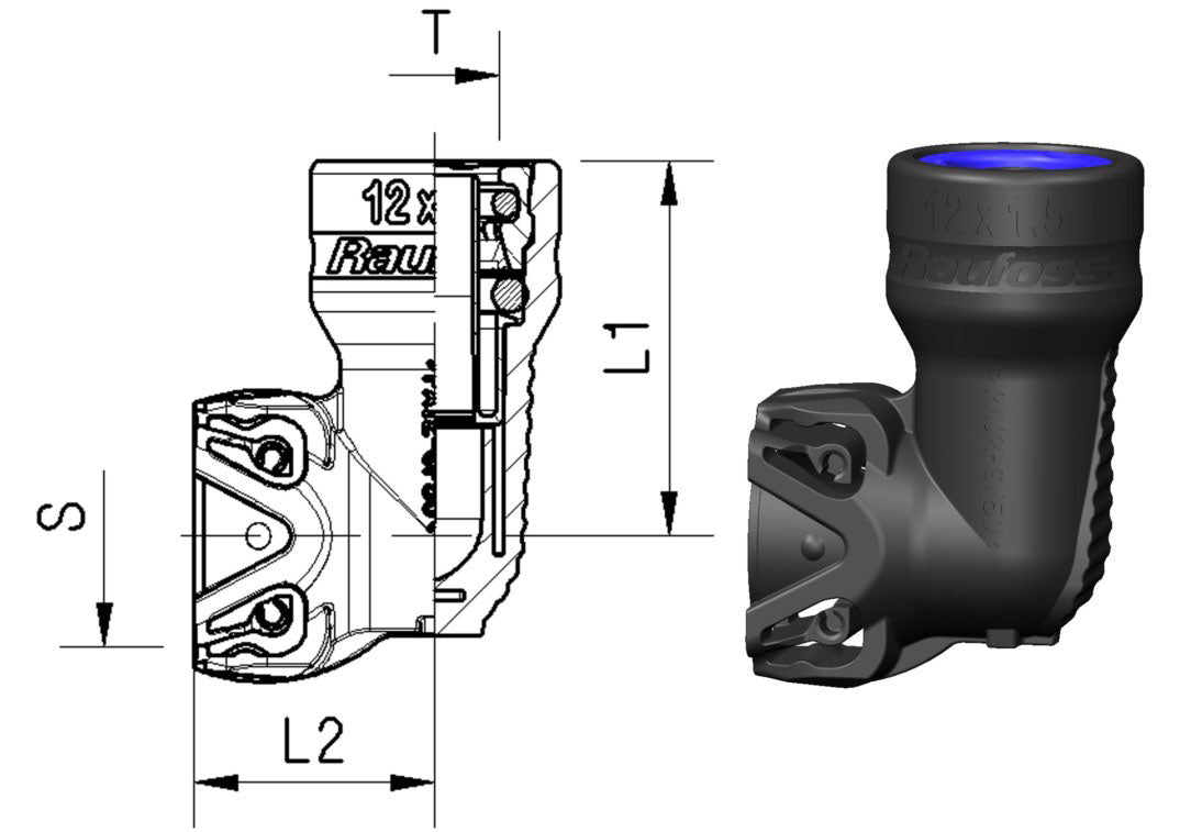Vinkel 90° ABC Push-In Ø 8x1,00 Small Black