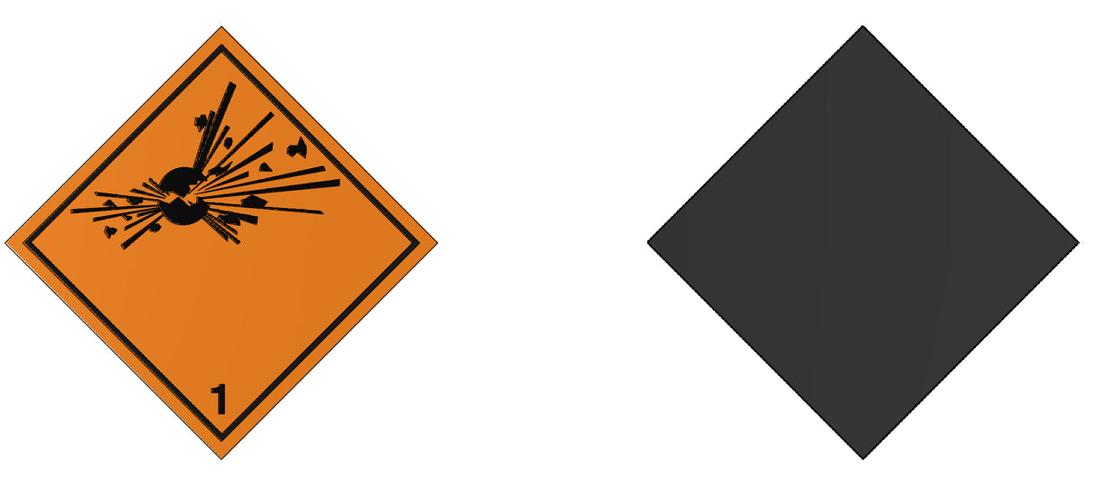 ADR Skilt 300x300mm Magnetisk Kl. 1.1 1.2 1.3 Eksp