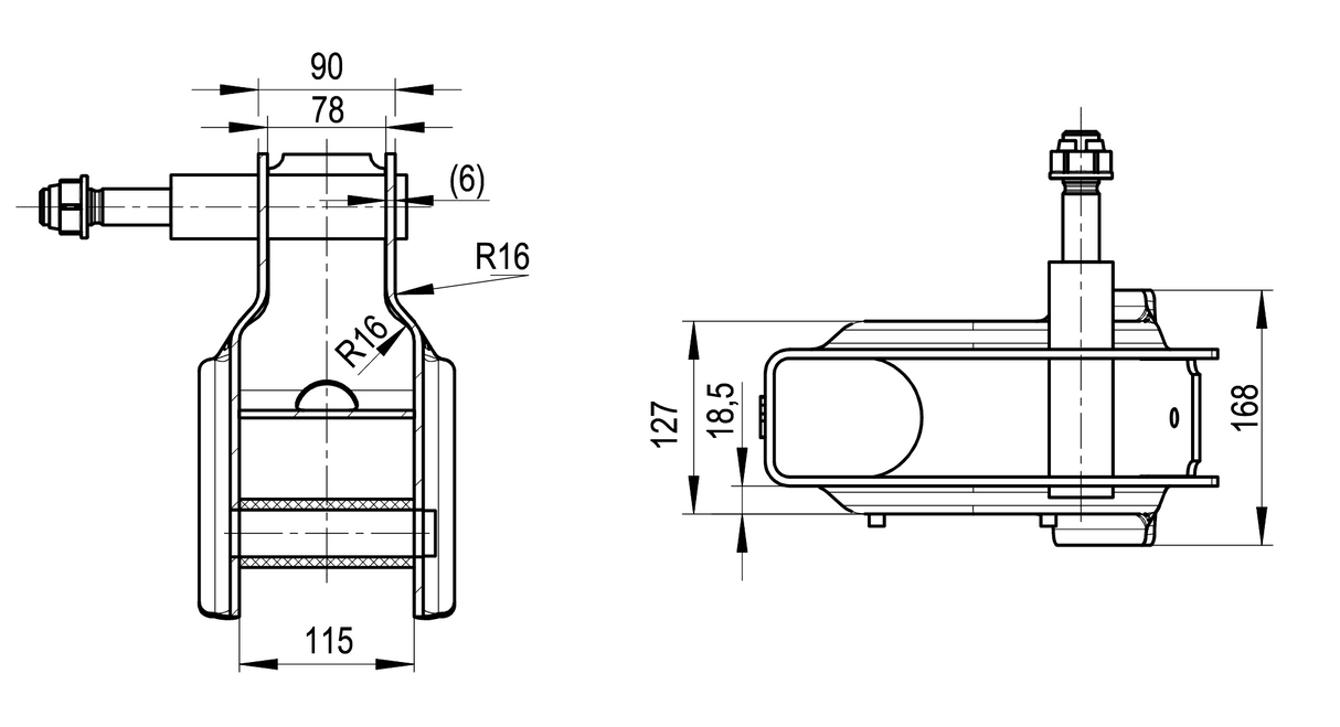 Fjærbrakett H290 Høyre