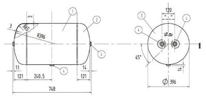 Lufttank aluminium, 80L, Haldex.