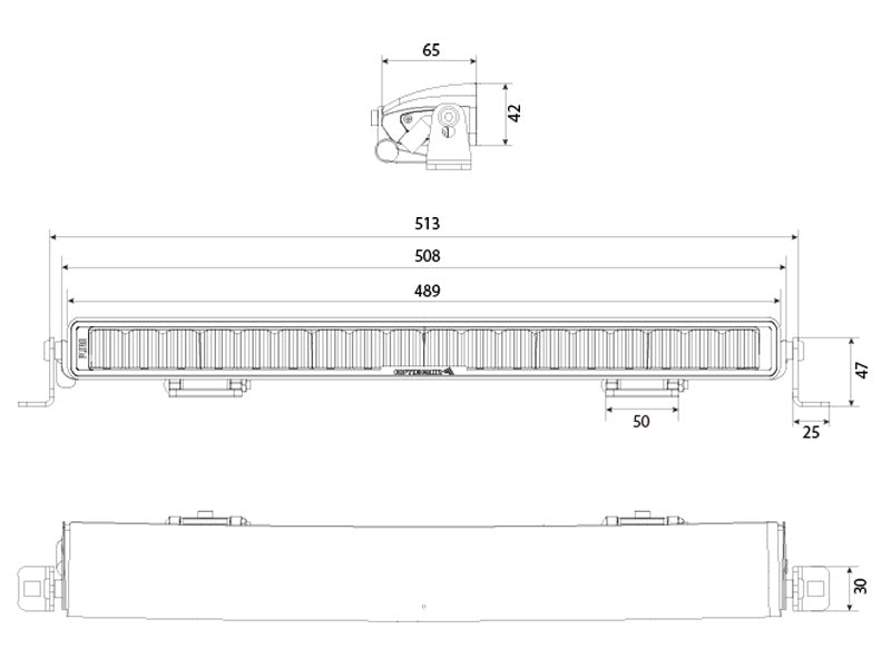 Ekstralysbjelke Optibeam 508mm
