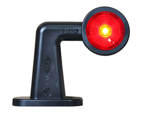 Markeringslys med gummiarm, 90°, rød/hvit, venstre
