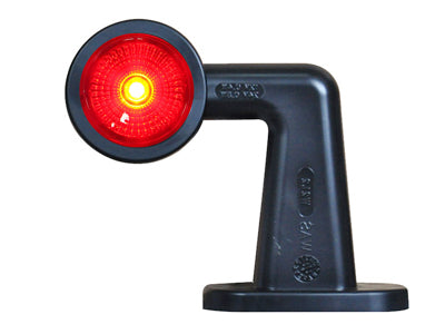 Markeringslys med gummiarm, 90°, rød/hvit, høyre