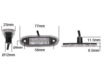 Markeringslys 2-LED / Hvit / Innfelt