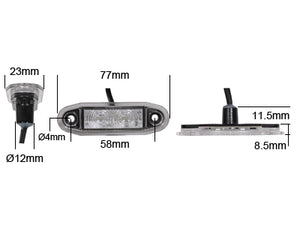 Markeringslys 2-LED / Hvit / Innfelt
