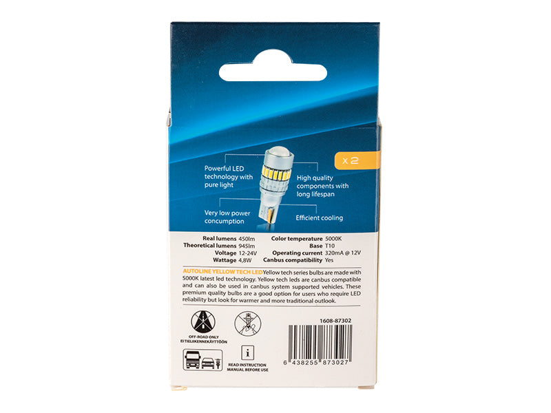 Lyspære T10, 5W LED hvit, par