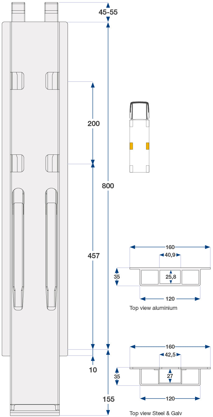 80Cm Kinnegrip K20 Sidestolpe