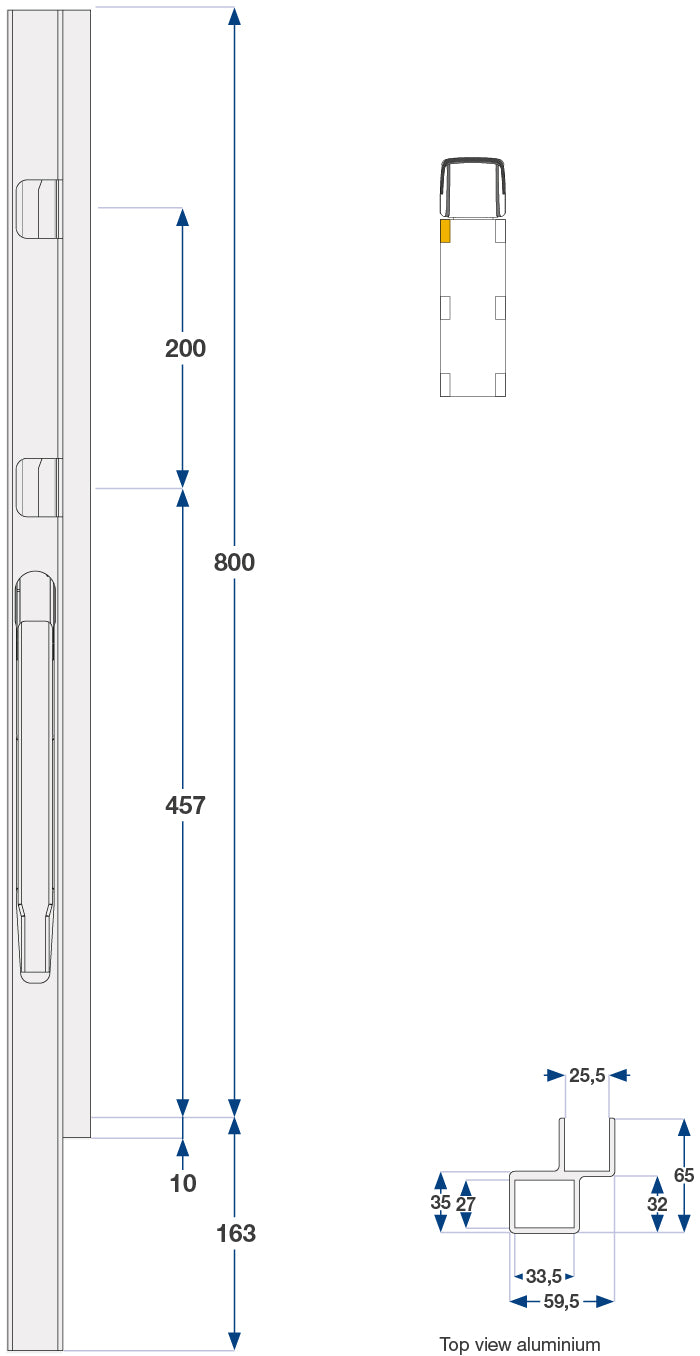 Kinnegrip / 80cm / K20 / Venstre / Foran / Aluminium