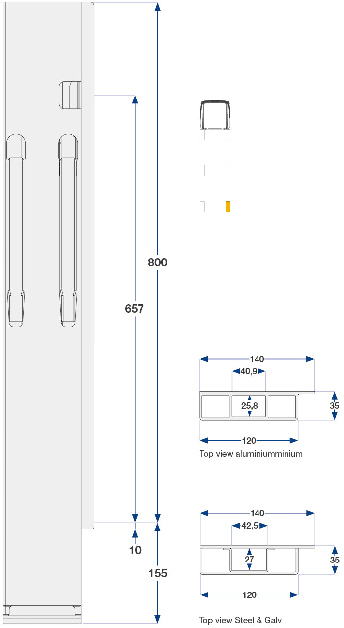 80Cm Kinnegrip K20 H Bak Be, Stål
