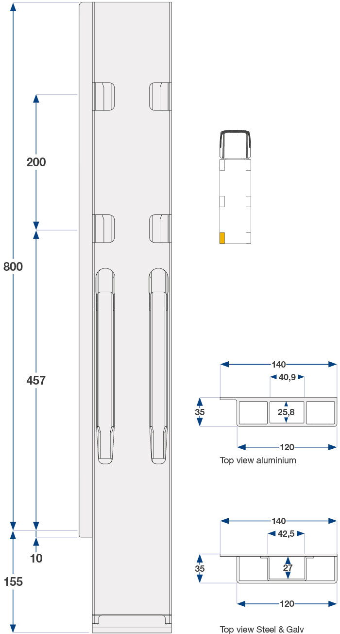 80Cm Kinnegrip K20 V Bak Bd, Stål 2-Port