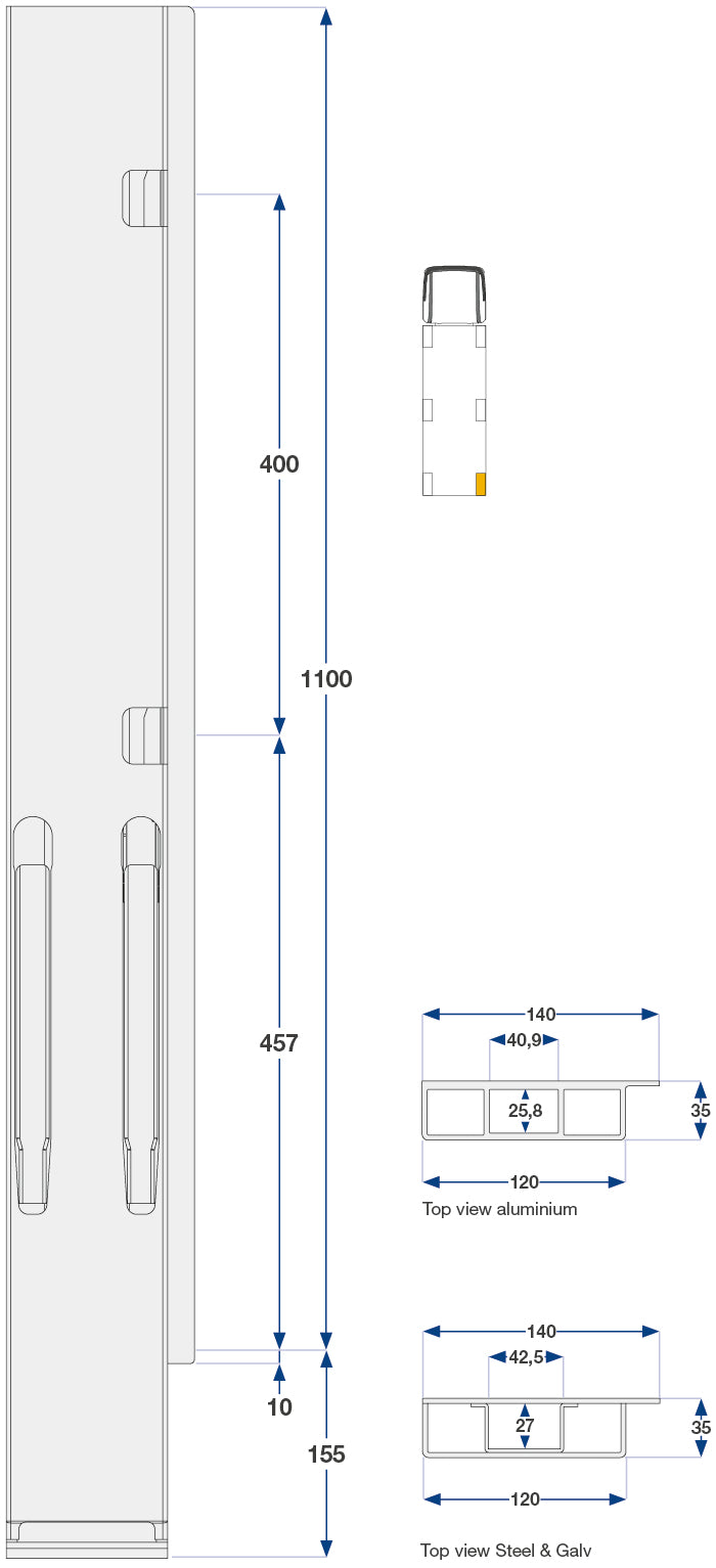 100Cm Kinnegrip K20 H Bak Be, Stål