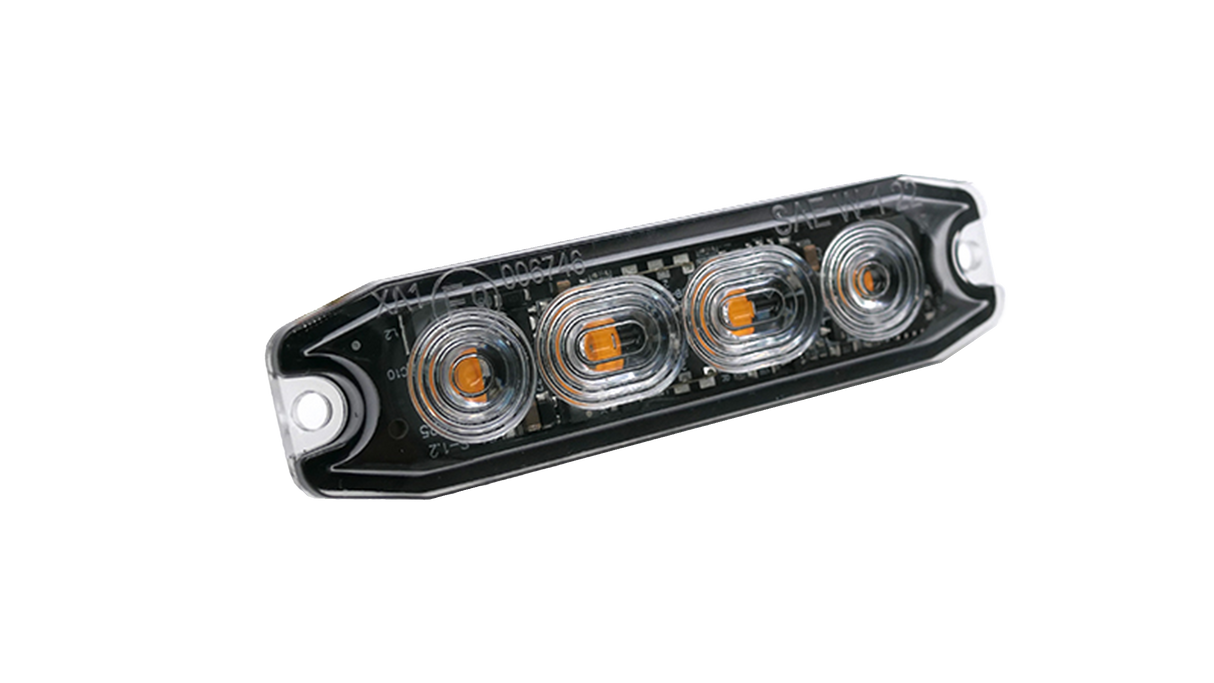 Strobe 4 LED Slim, gul, sotet