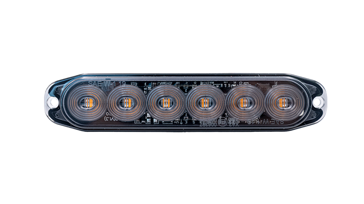 Strobe 6 LED Slim, gul, sotet