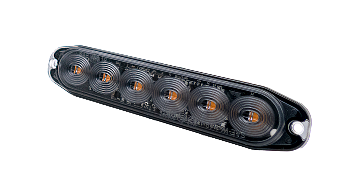 Strobe 6 LED Slim, gul, sotet