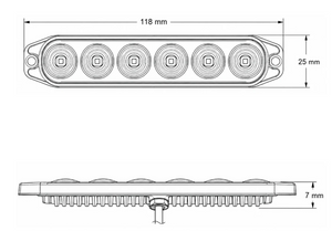 NQP Strobe 6 LED Slim, gul, sotet