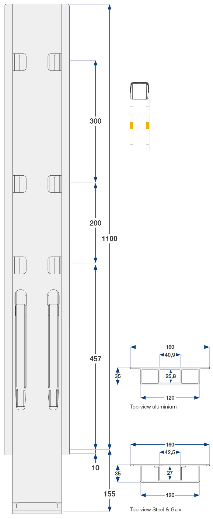 Kinnegrip / 110cm / K20 / Side / Stål