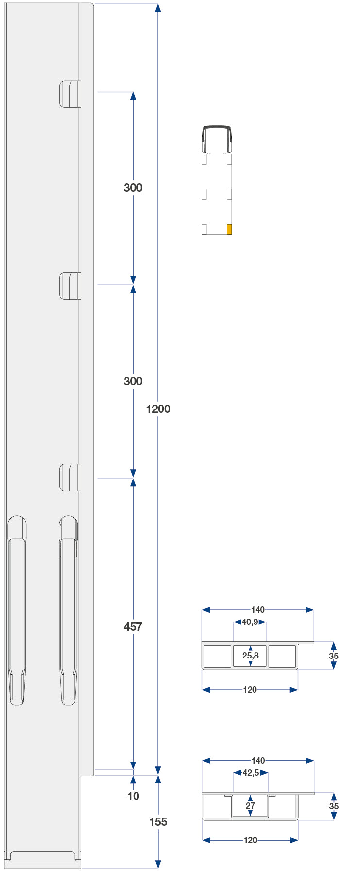 120Cm Kinnegrip H Bak Be, Alu.
