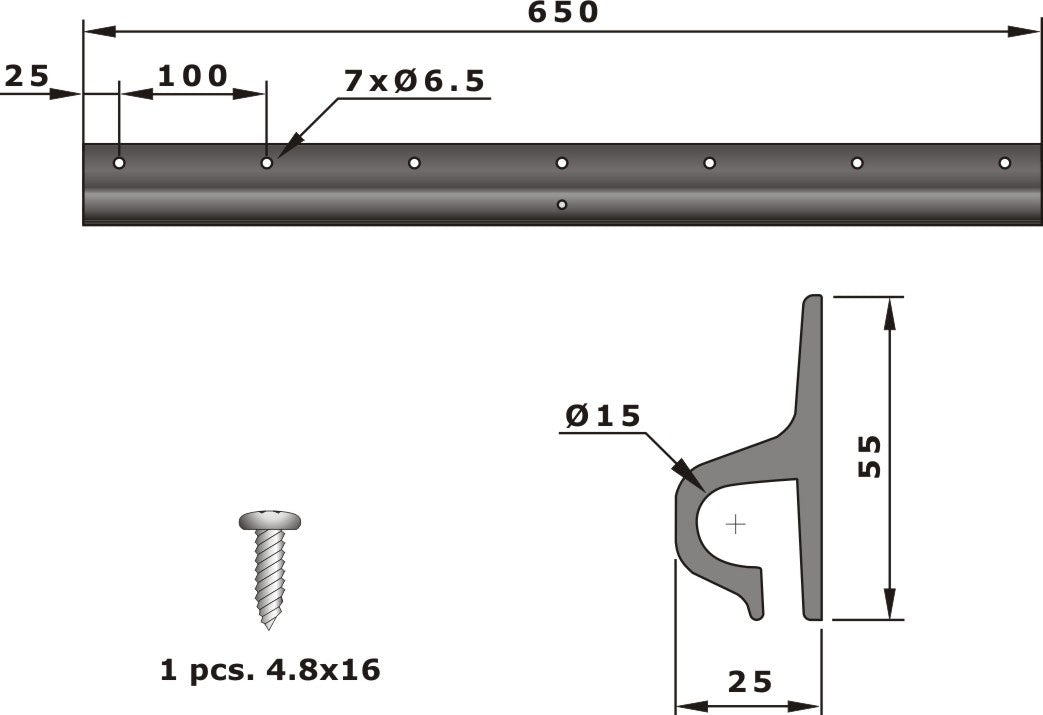 Pvc-Skinne For Skvettlapp 650 mm
