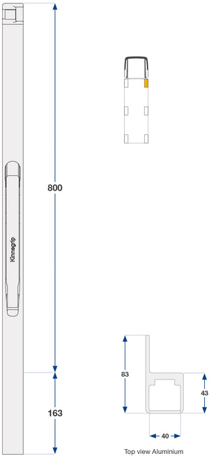 Kinnegrip / 80cm / K30 / Høyre / Foran / Aluminium