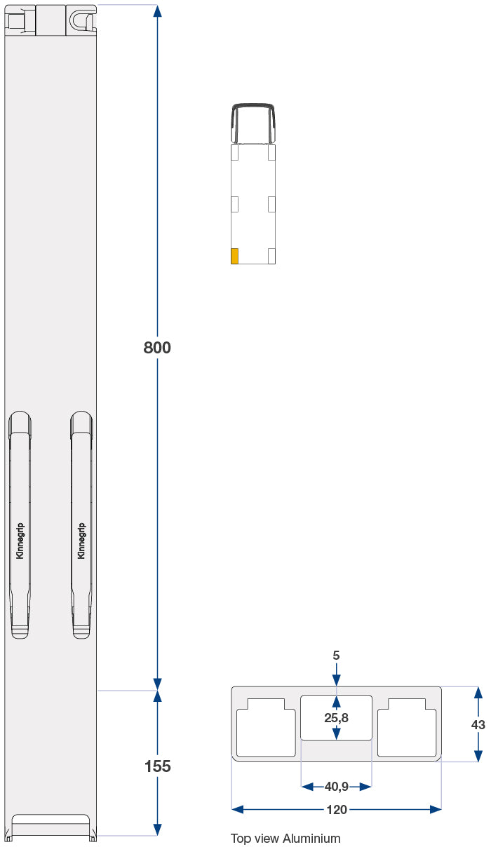 Kinnegrip / 80cm / K30 / Venstre / Bak / Aluminium