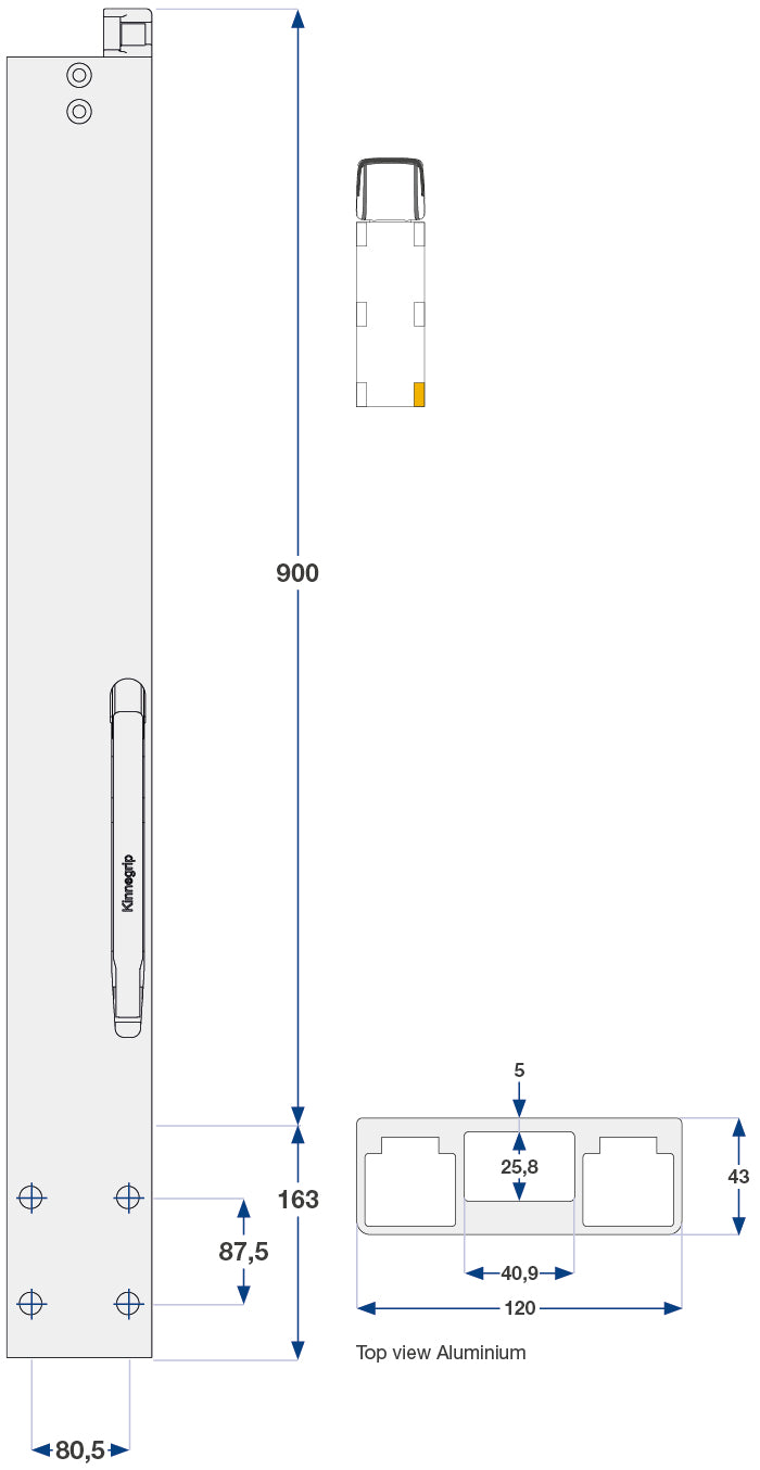 Bakstolpe høyre skrubar K30 900mm
