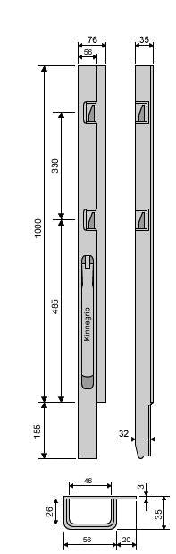 Kinnegrip / 100cm / K4 / Venstre / Foran / Stål