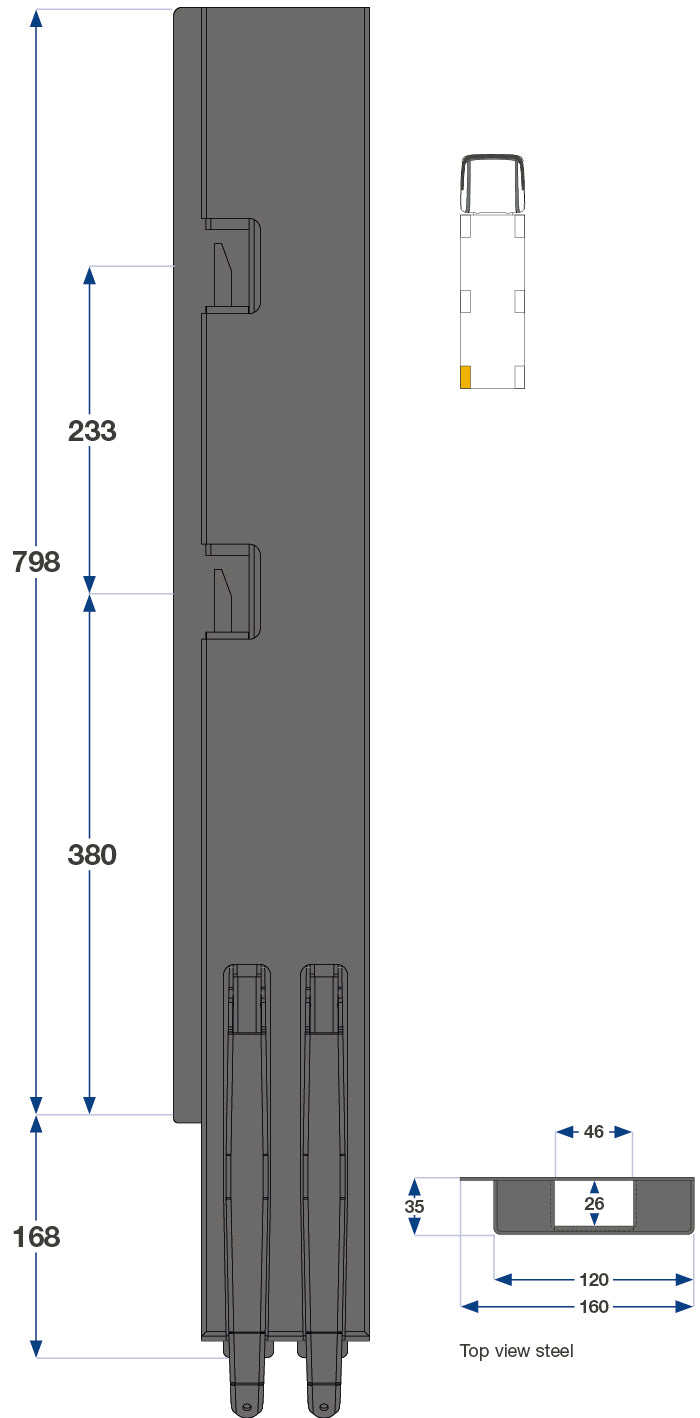 Kinnegrip / 80cm / K5 / Venstre / Bak / Stål