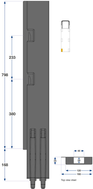 Kinnegrip / 80cm / K5 / Venstre / Bak / Stål