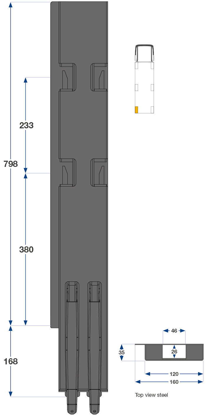 Kinnegrip / 80cm / K5 / Venstre / Bak / Stål